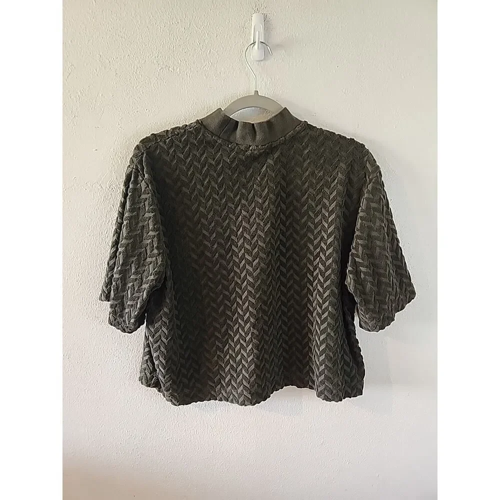 TERRY CLOTH Top Sweatshirt crop top Green jogger Y2k VINTAGE Nike Size Medium